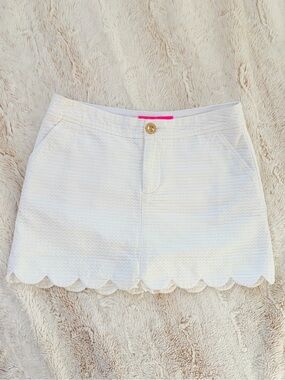 🤍 Lilly Pulitzer Colette Skort White Scallop Hem Coastal Preppy Tennis Old Money